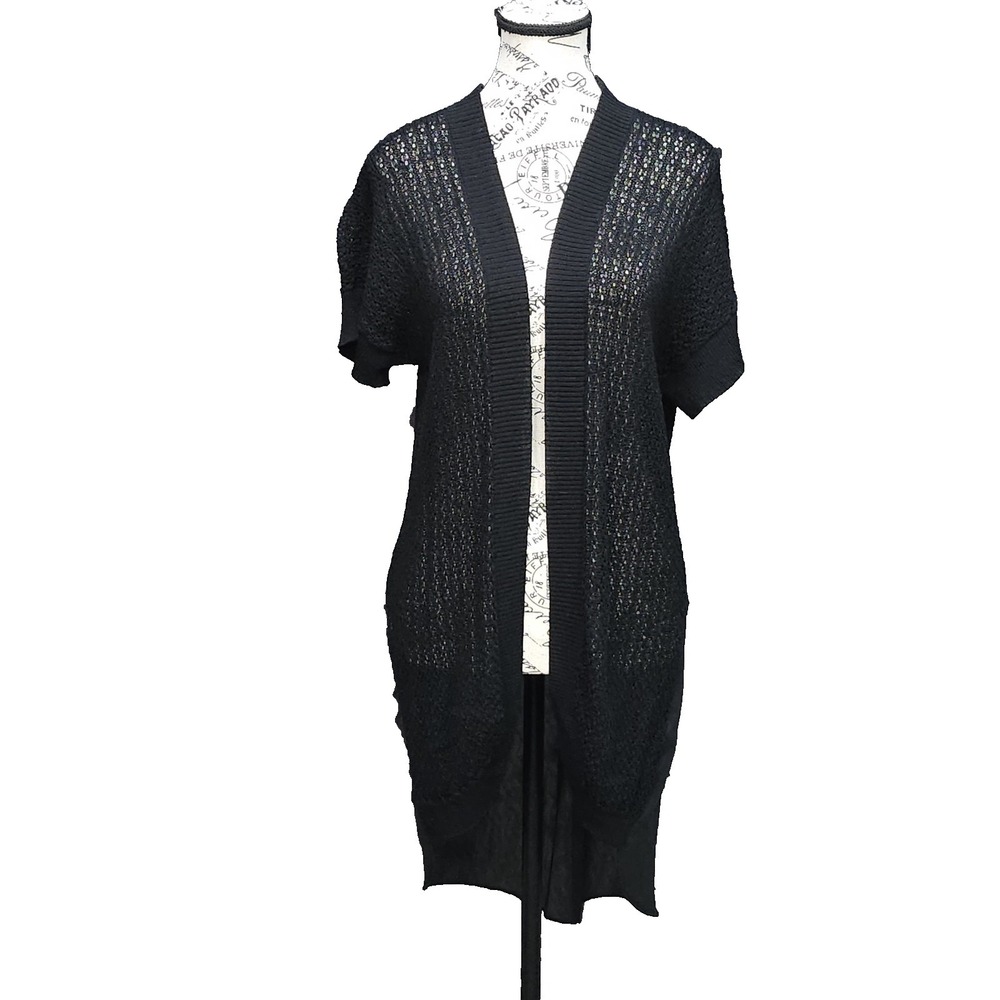August Silk Cardigan Womens M Open Knit Sheer Long‎ Whimsigoth Vampcore Witchy